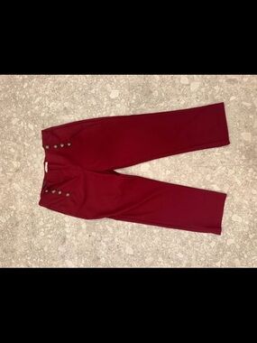 Haven + Blair High-Waist Button Detail Trousers in Burgundy